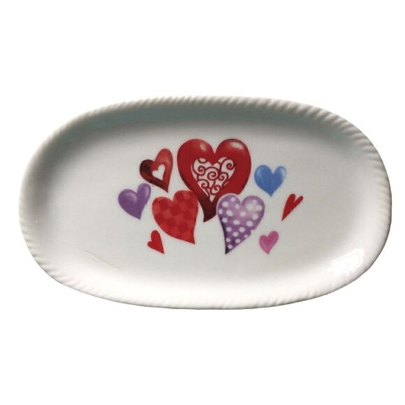 Heart Plate Trinket Dish Valentines Love Soap Dish Jewelry Catch All Tray Vtg - Picture 7 of 16